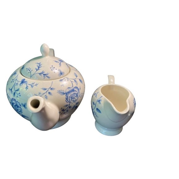 CHURCHILL PRAGUE BLUE ROSE CHINTZ 3 PIECE TEAPOT SET - Picture 9 of 14